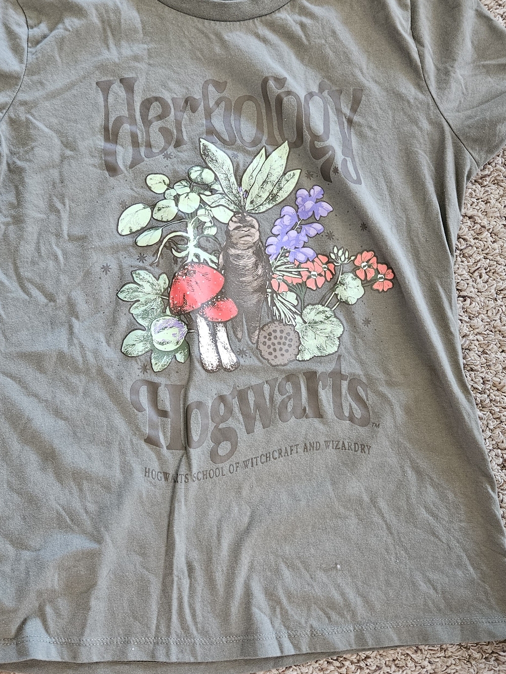 Herbology Hogwarts Kids Olive Green Graphic Tee